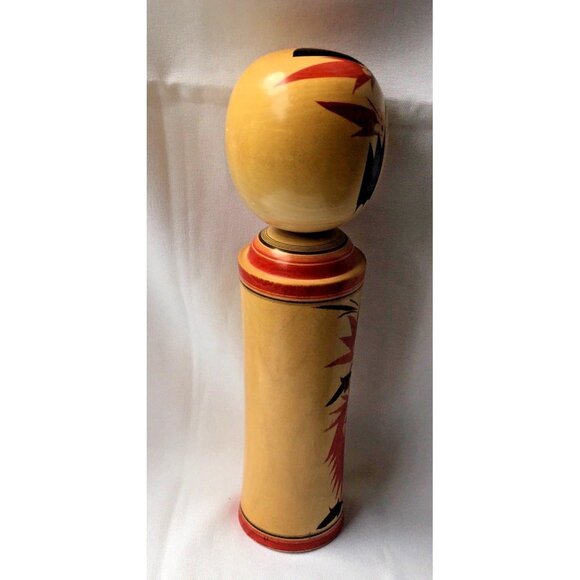 Japanese Kokeshi Doll Floral Design  Flowers 12  “ Signed Maker Mark - Picture 5 of 6